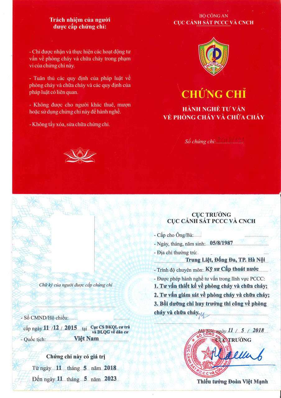 Chứng chỉ hành nghề thiết kế PCCC